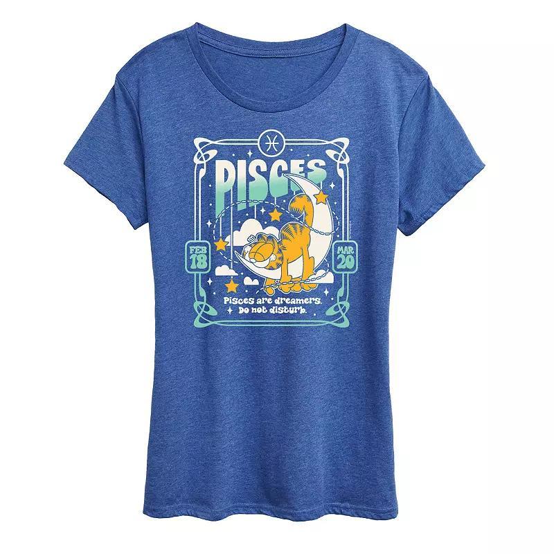 Plus Garfield Pisces Graphic Tee, Womens Grey Royal Blue Product Image