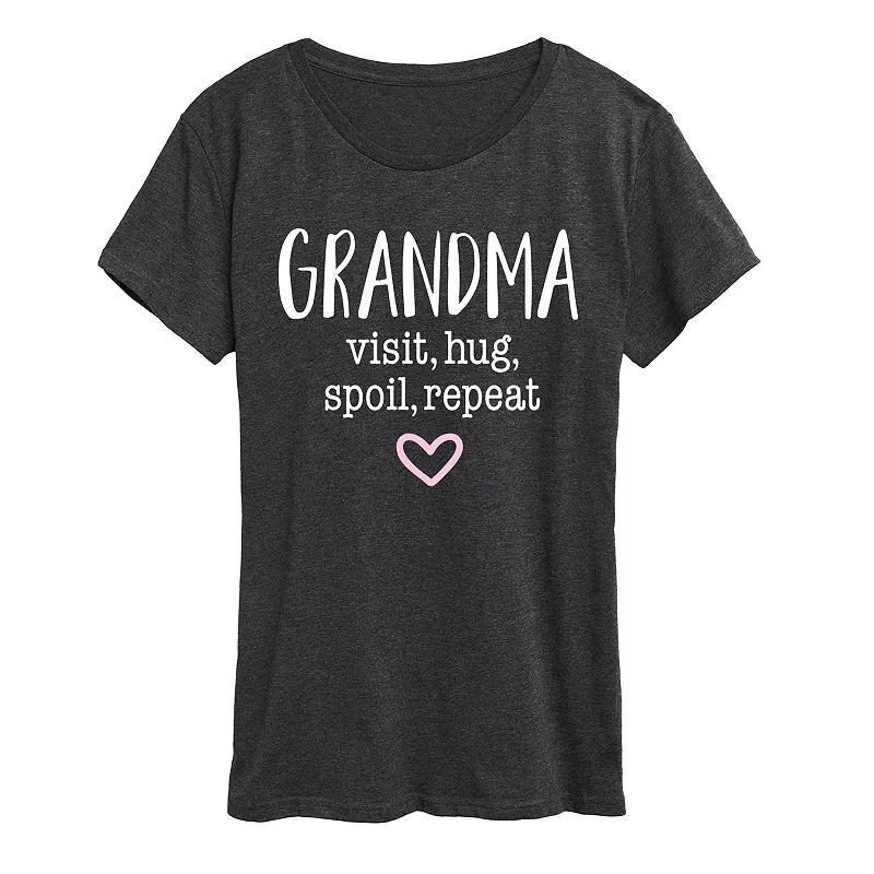 Womens Grandma Visit Hug Graphic Tee, Girls Heather Grey Product Image