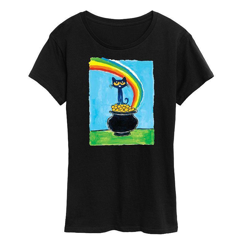 Womens Pete The Cat Rainbow Pot Of Gold Graphic Tee Grey Juniper Product Image