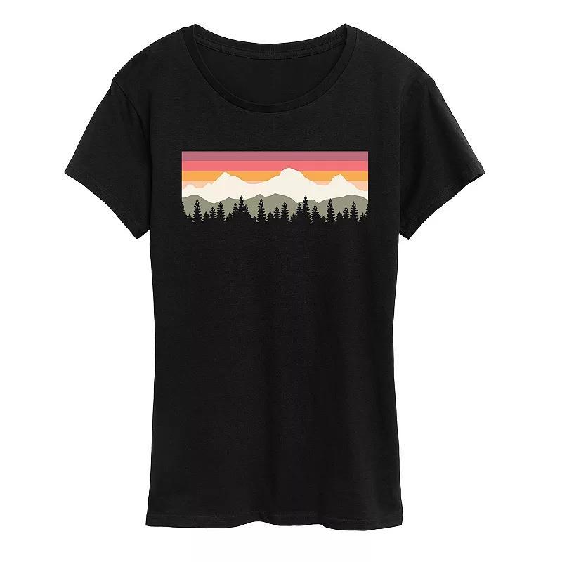 Instant Message Womens Womens Tee Shirts BLACK - Black Muted Sunset Scene Graphic Tee - Women & Plus Product Image