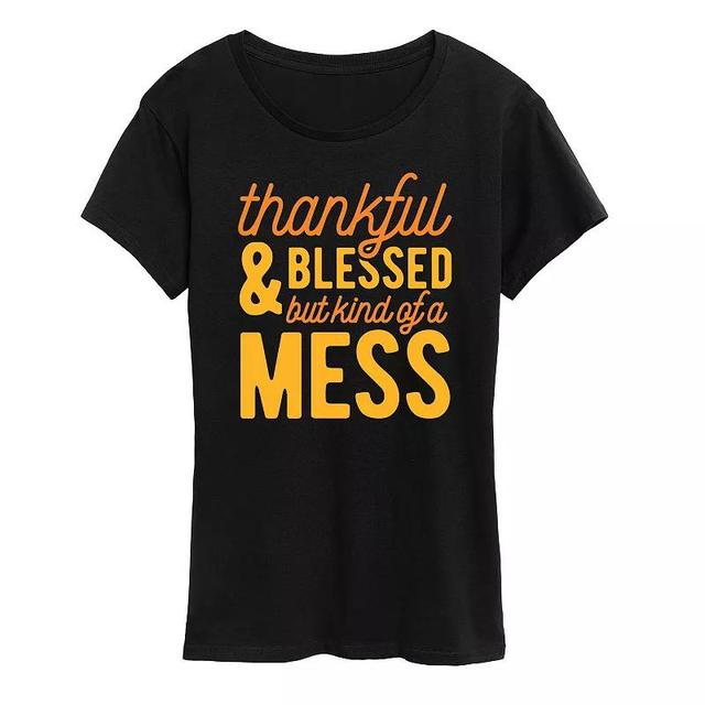 Womens Thankful And Blessed Graphic Tee, Girls Product Image