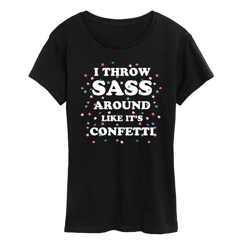 Womens I Throw Sass Confetti Graphic Tee, Girls Product Image