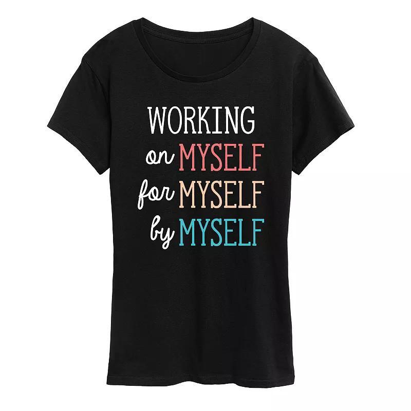 Womens Working On Myself Graphic Tee Black Product Image