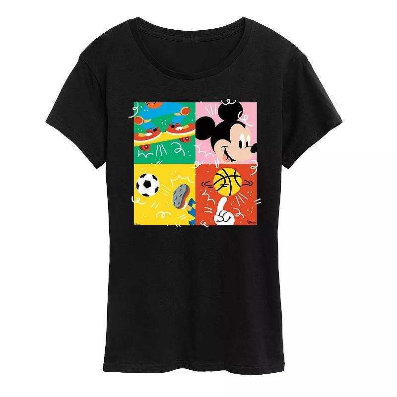 Disneys Mickey Mouse Womens Sports Grid Graphic Tee Blue Product Image