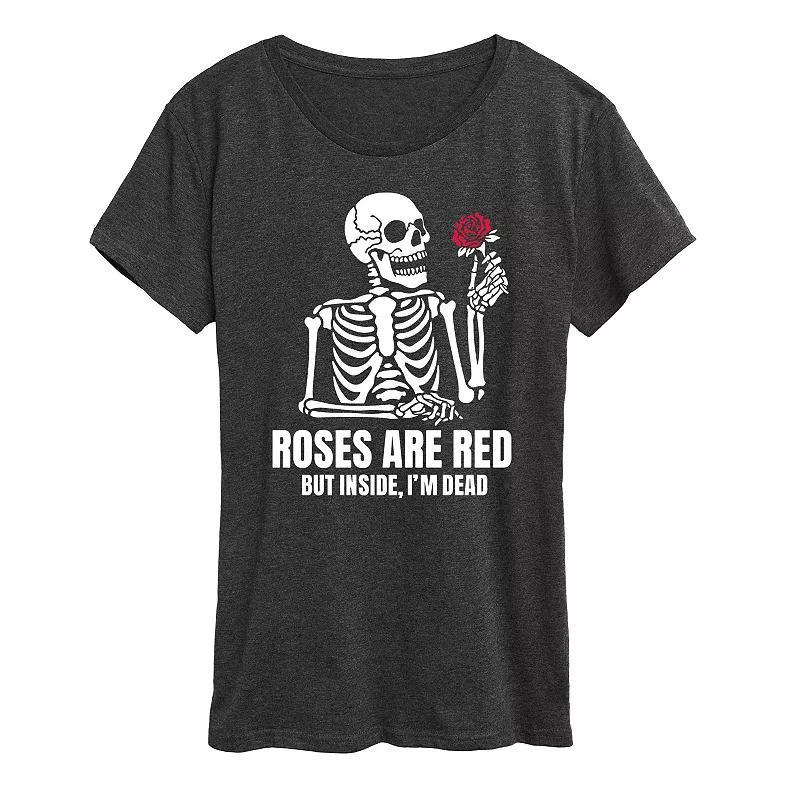 Womens Roses Red Inside Dead Graphic Tee Heather Grey Product Image