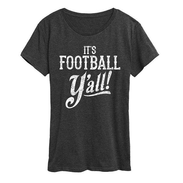 Plus Size Its Football Yall Graphic Tee, Womens Heather Grey Product Image