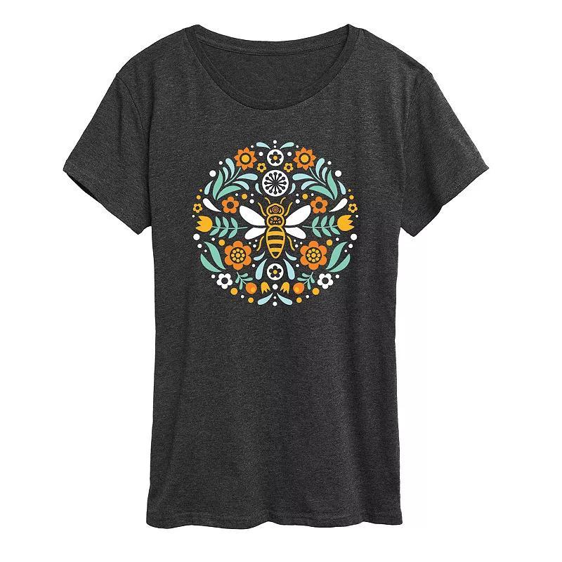 Womens Scandinavian Bee Circular Design Flowy Tee Product Image