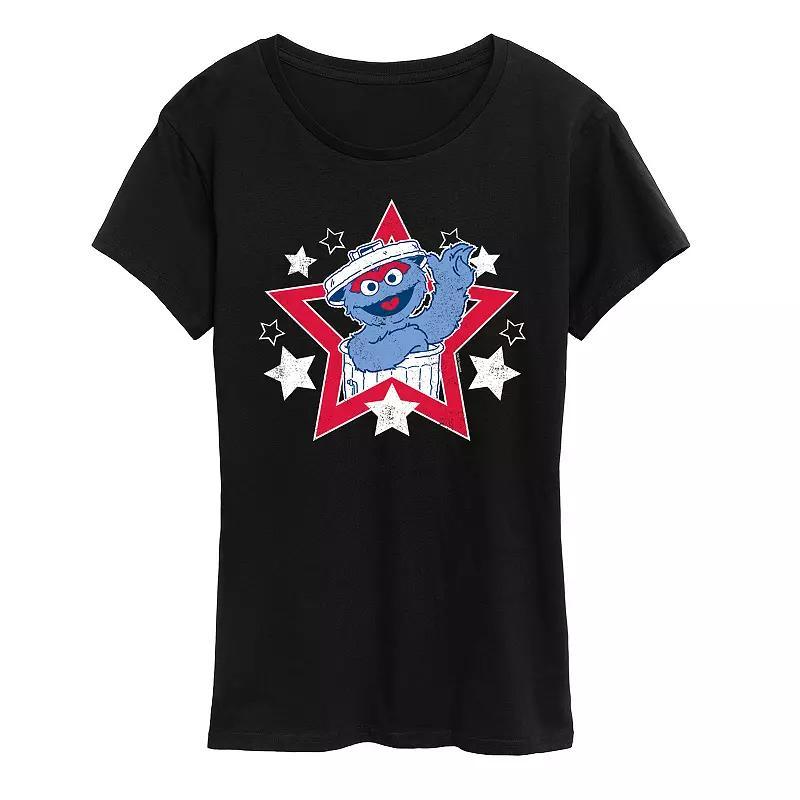 Womens Sesame Street Oscar the Grouch Americana Star Graphic Tee Product Image