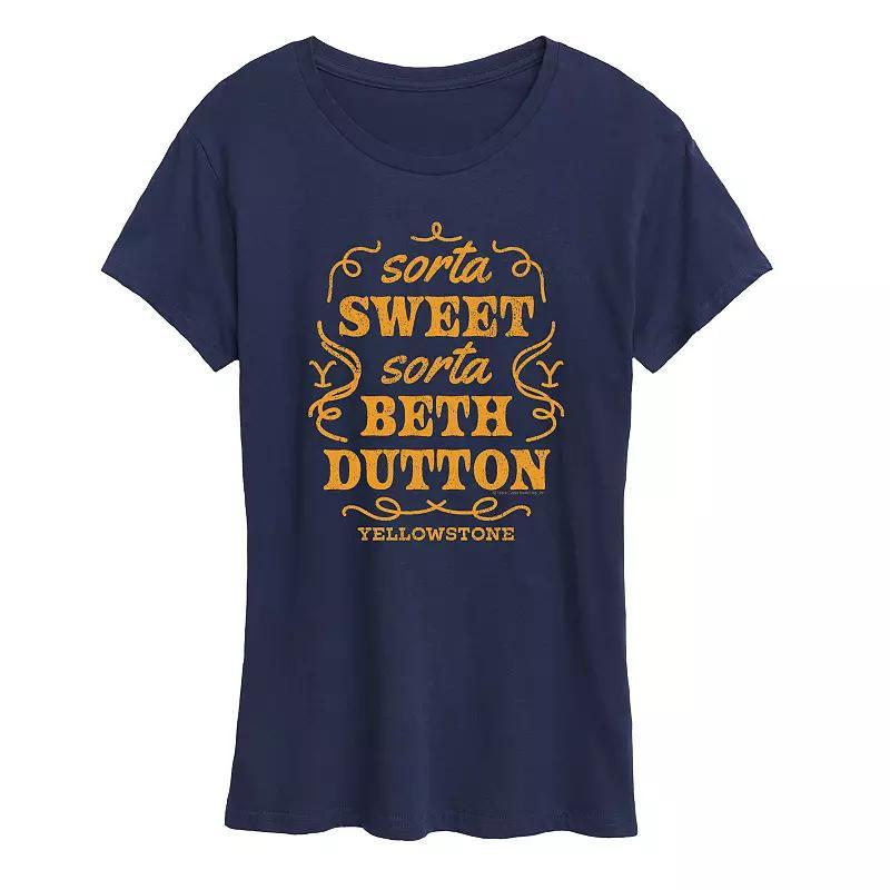 Womens Yellowstone Sorta Beth Dutton Graphic Tee Blue Product Image