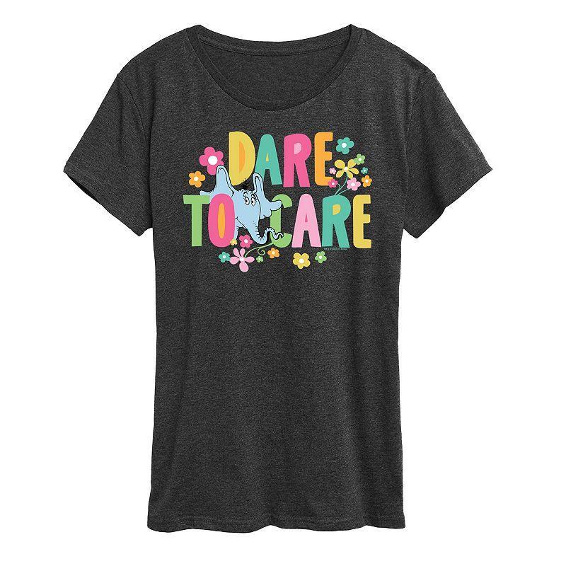 Womens Dr. Seuss Dare To Care Graphic Tee, Girls Heather Grey Product Image