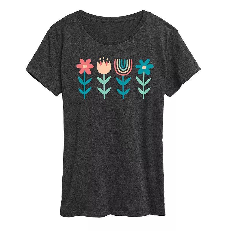 Womens Scandinavian Boho Flowers Flowy Tee Product Image