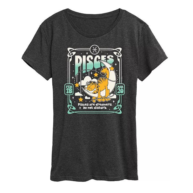 Plus Garfield Pisces Graphic Tee, Womens Grey Blue Product Image