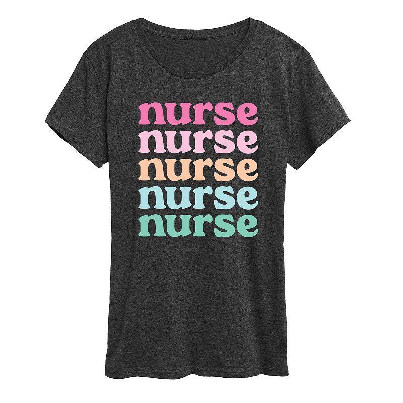 Womens Nurse Stacked Graphic Tee Med Blue Product Image