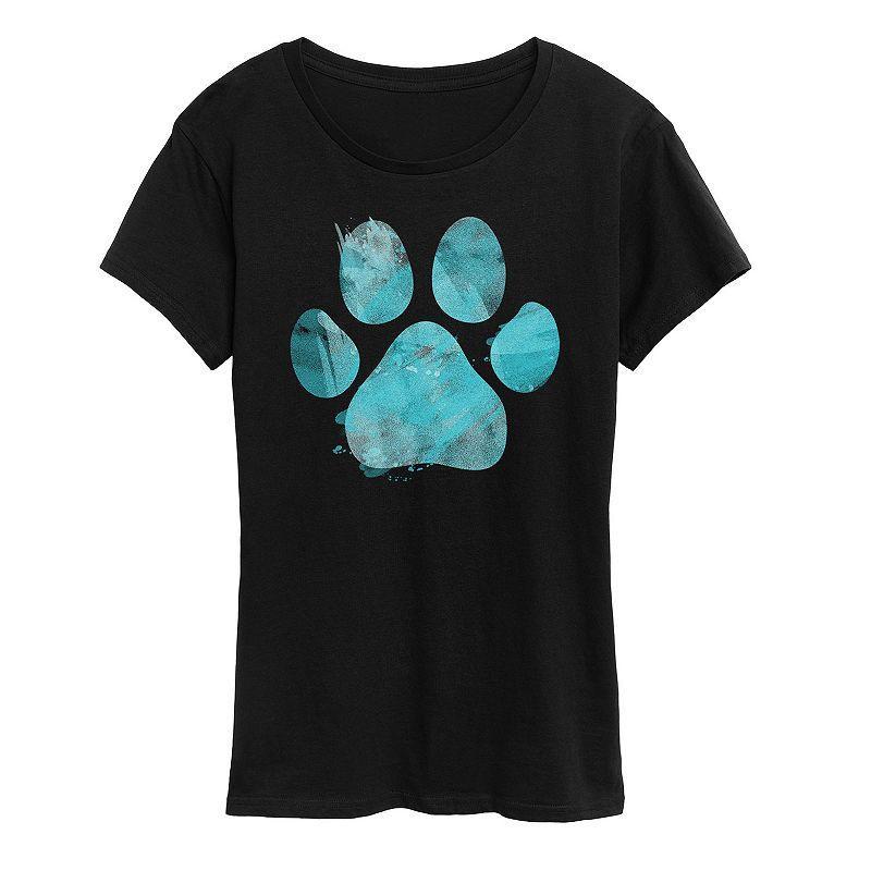 Womens Watercolor Pawprint Graphic Tee Product Image