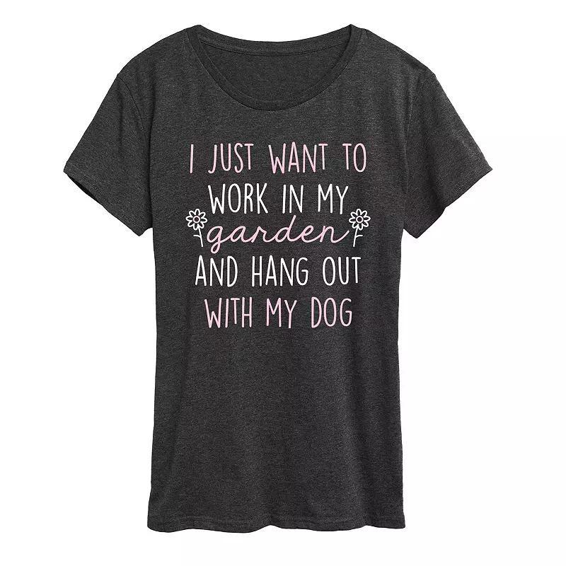 Womens I Just Want To Work In My Garden Graphic Tee Dark Grey Product Image