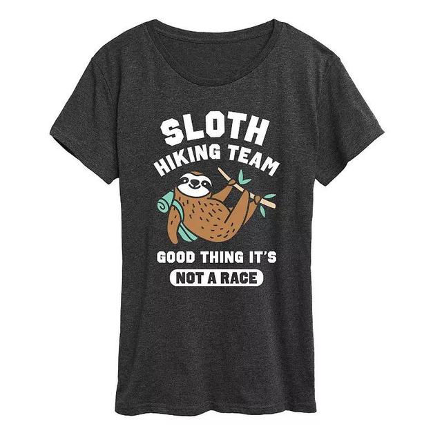 Womens Sloth Hiking Team Graphic Tee, Girls Heather Grey Product Image