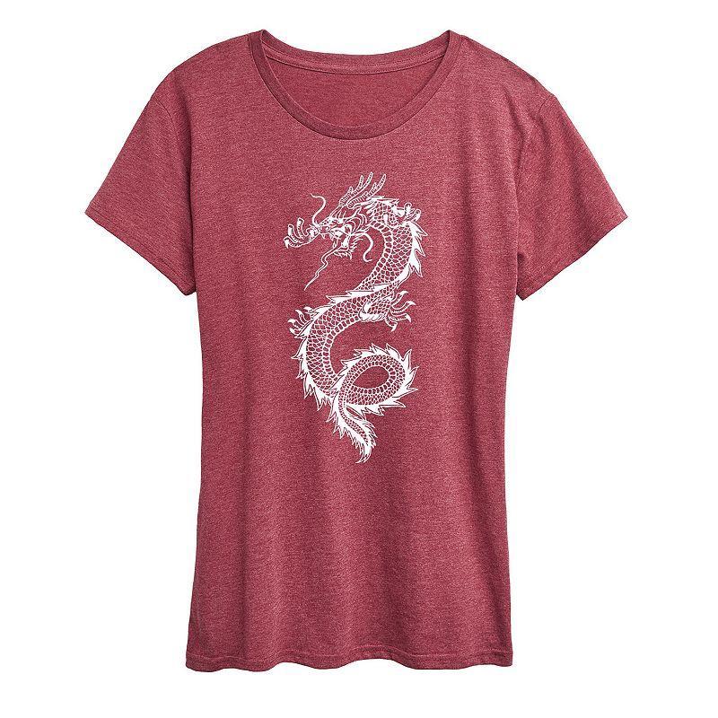 Womens Chinese Dragon Graphic Tee Med Blue Product Image