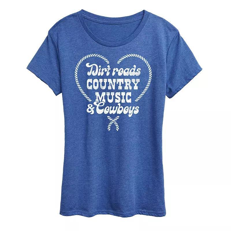 Womens Dirt Roads Country Music Cowboys Graphic Tee Product Image