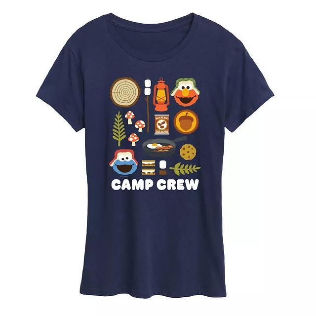 Womens Sesame Street Camp Crew Graphic Tee Blue Product Image