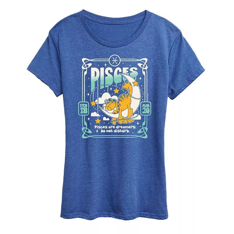 Plus Garfield Pisces Graphic Tee, Womens Grey Blue Product Image