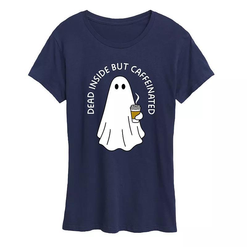 Womens Dead Inside Caffeinated Ghost Graphic Tee Grey Wine Product Image