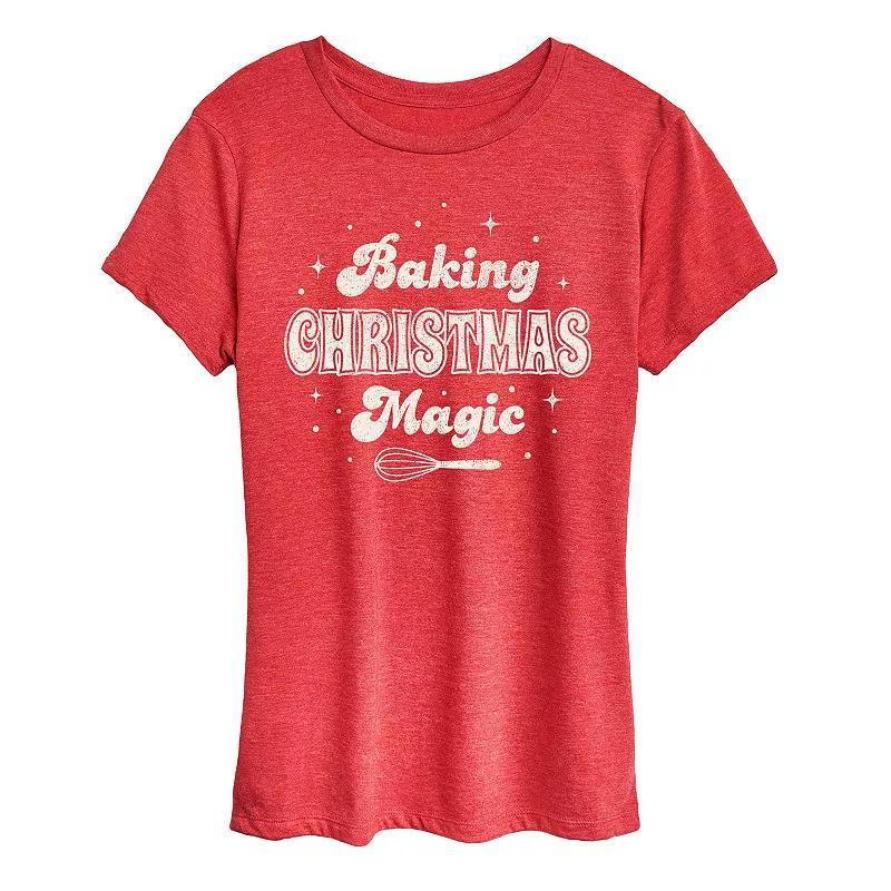 Womens Baking Christmas Magic Graphic Tee, Girls Grey Green Product Image