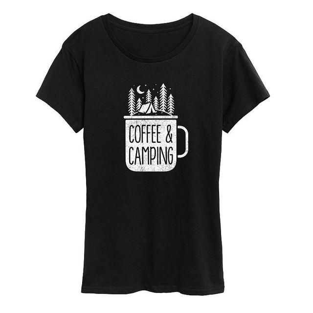 Womens Coffee And Camping Graphic Tee, Girls Product Image