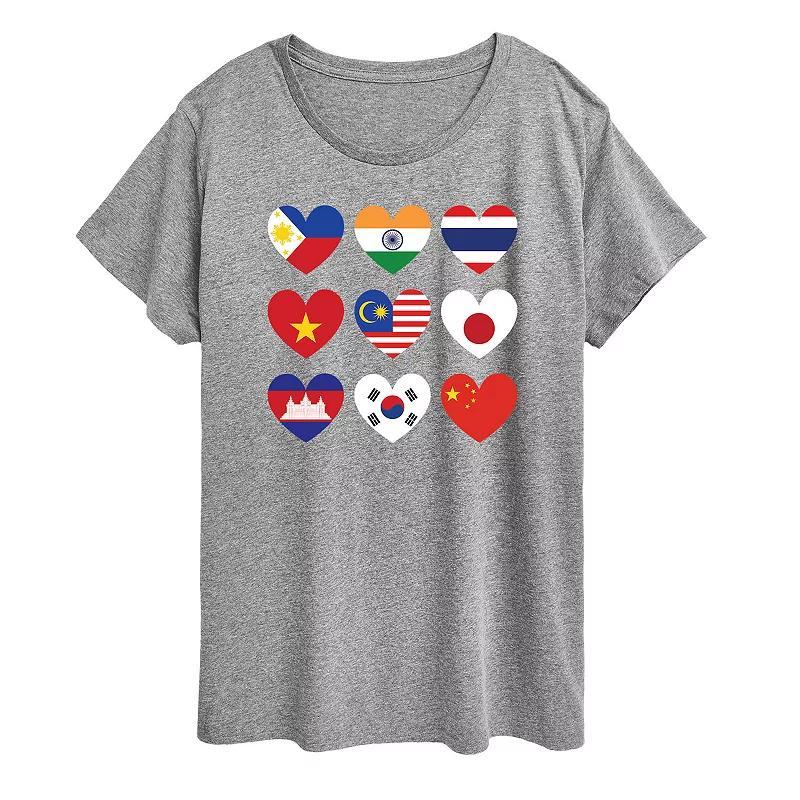 Plus AAPI Heart Flags Graphic Tee, Womens Product Image