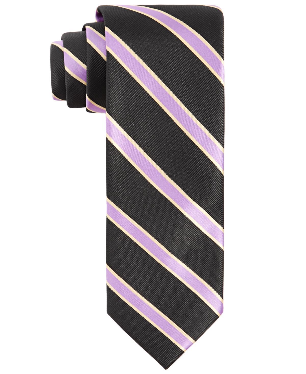 Tayion Collection Mens Purple & Gold Stripe Tie Product Image