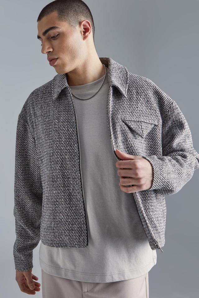 Boxy Tweed Collared Jacket | boohooMAN USA Product Image