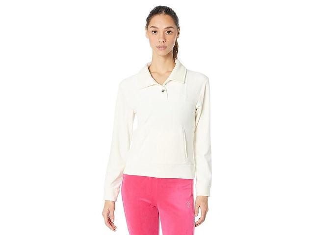 Juicy Couture Paneled 1/2 Placket Snap Top (Pebble) Women's Clothing Product Image