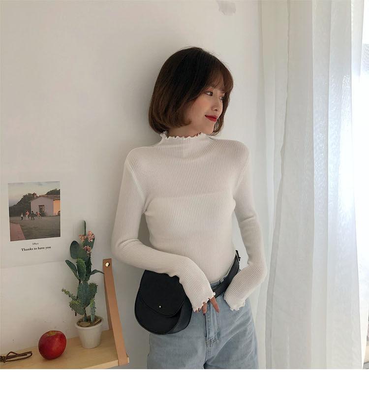 Lettuce Edge Mock Neck Knit Top Product Image