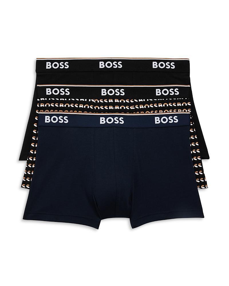 Mens Three-Pack of Logo-Waistband Trunks in Stretch Cotton Product Image