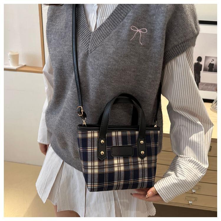 Plaid Top Handle Crossbody Bag Product Image