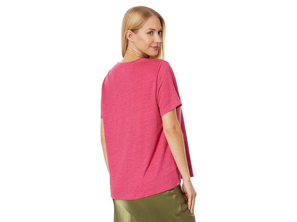 Eileen Fisher Crew Neck Short Sleeve Tee (Geranium) Women's Clothing Product Image