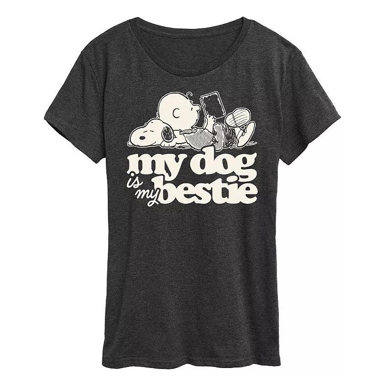 Womens Peanuts Snoopy & Charlie Brown My Dog Is My Bestie Graphic Tee Blue Product Image