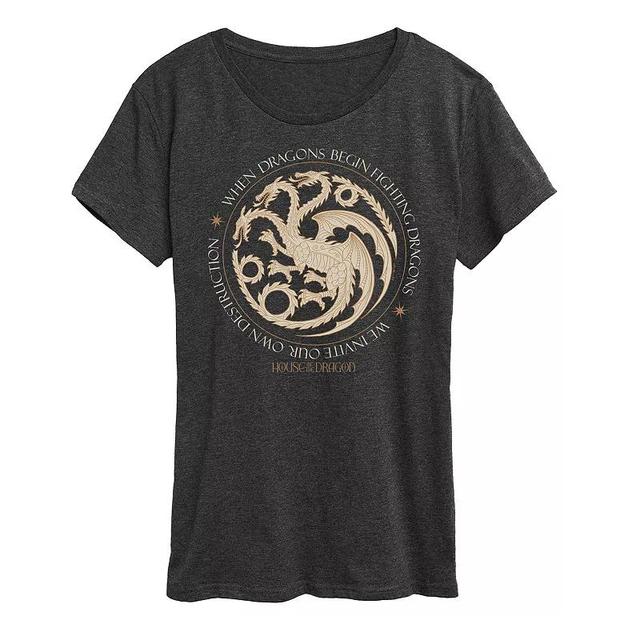 Womens House of the Dragon Dragons Begin Fighting Graphic Tee Heather Grey Product Image