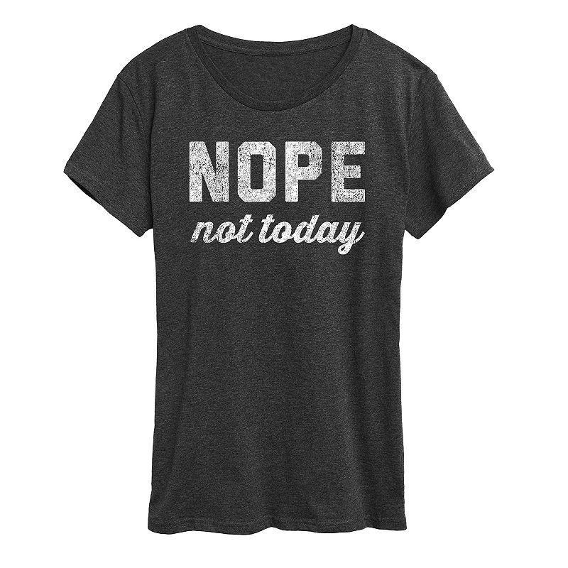 Womens Nope Not Today Graphic Tee, Girls Grey Product Image