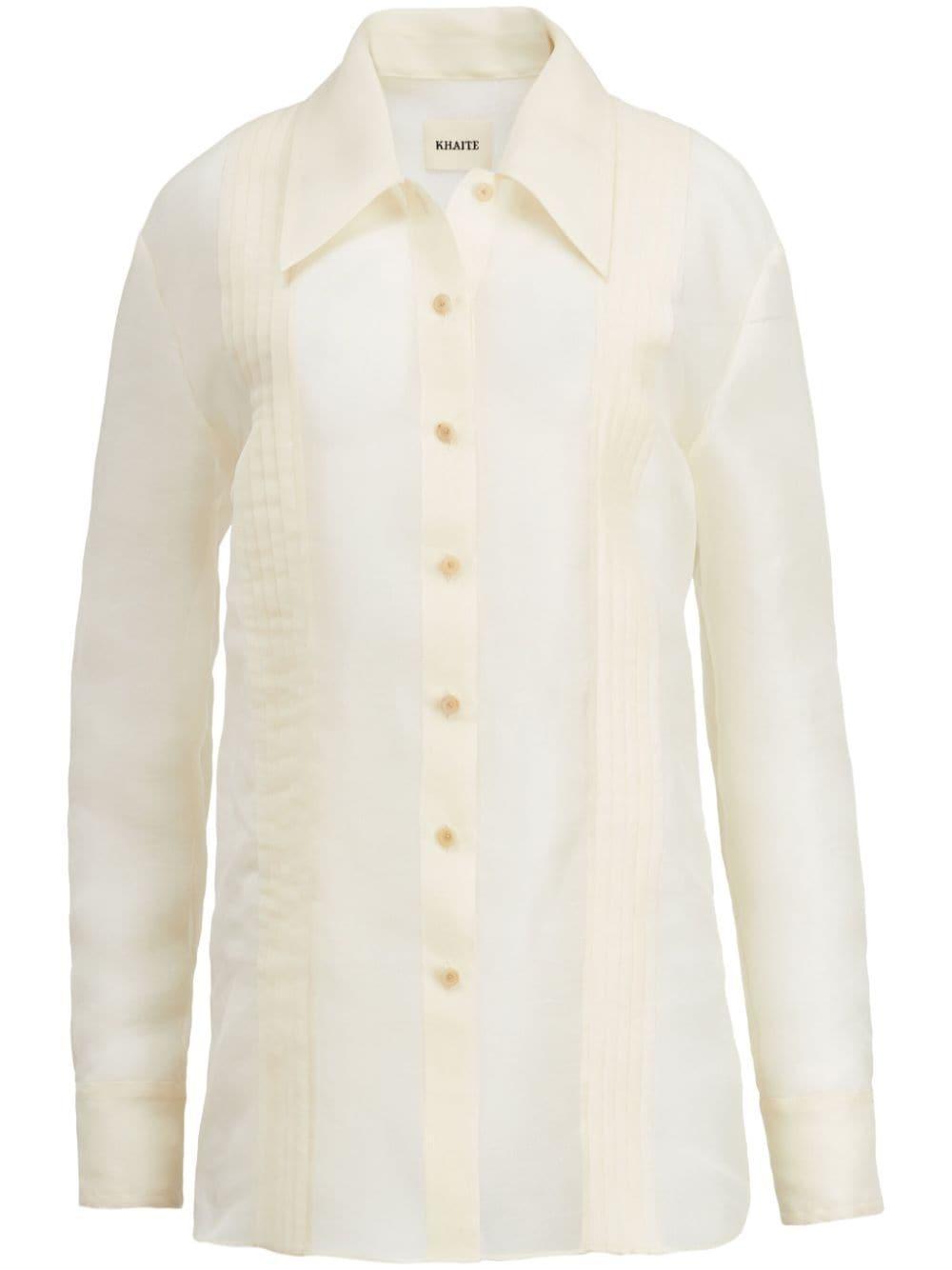 KHAITE Nori Silk-organza Shirt In Bone Product Image