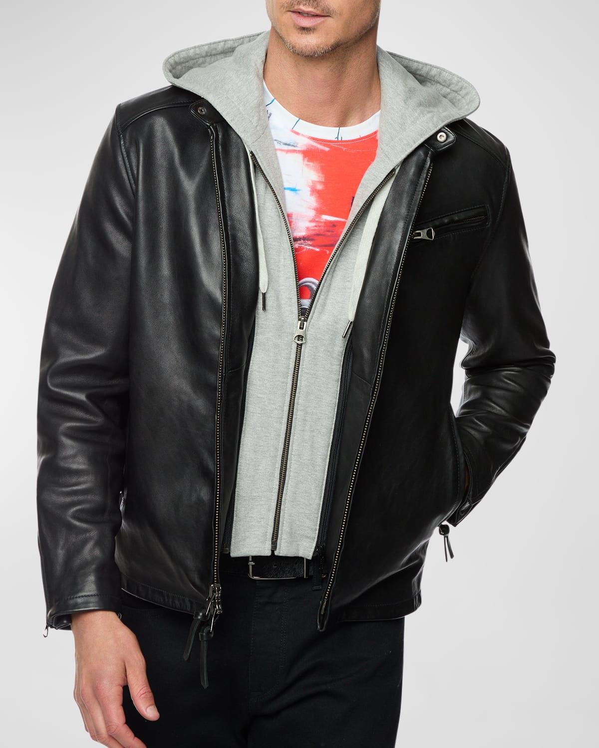 Men's Leather Moto Jacket Product Image