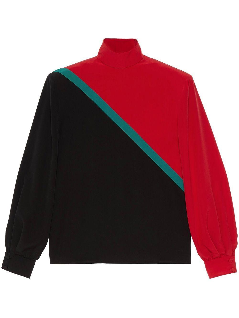 Colorblocked Silk Crêpe De Chine Blouse In Black Product Image