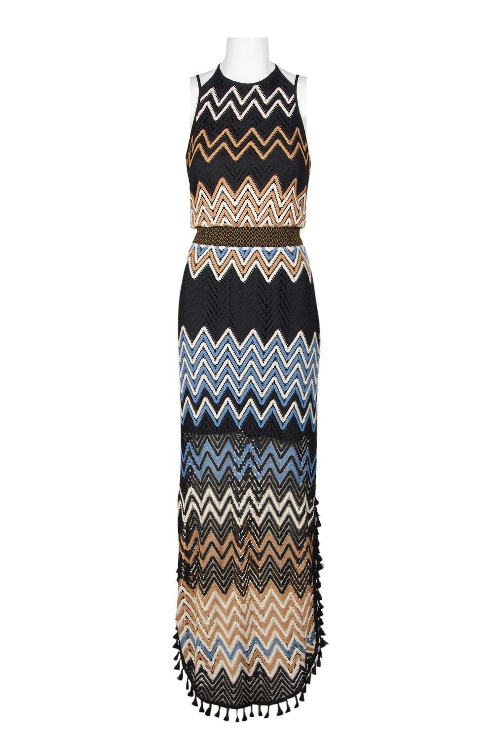 Maxi Dress with Halter Neck Chevron Print Product Image