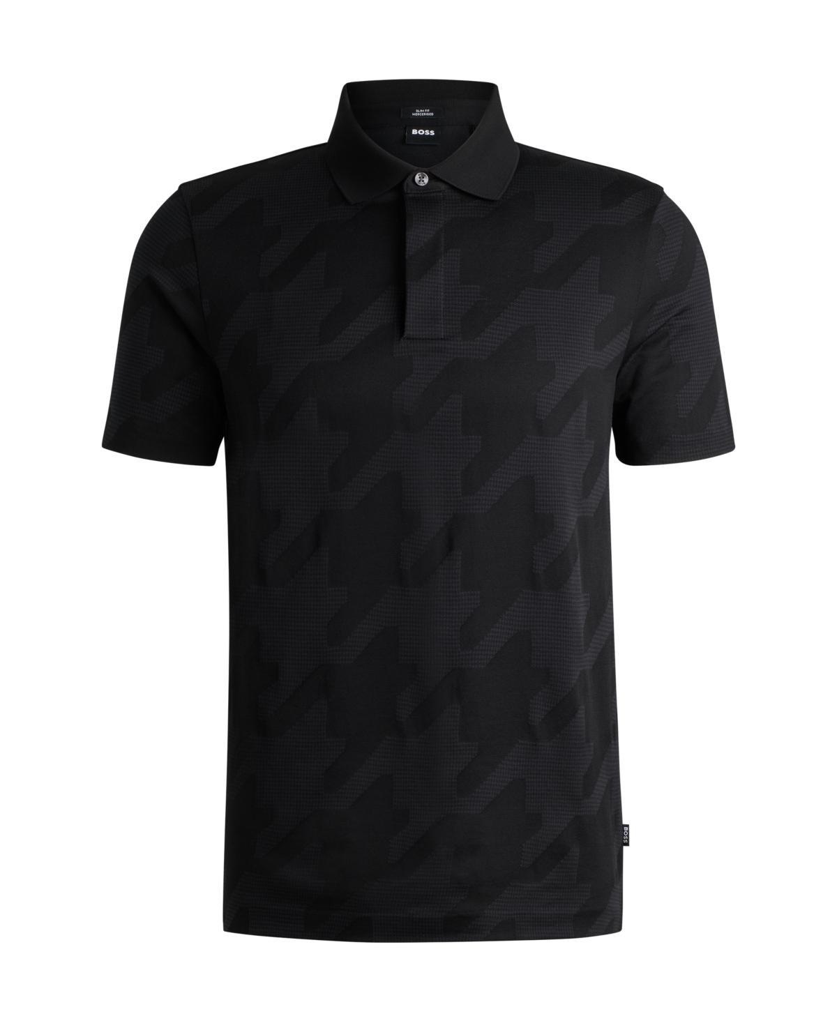 Boss by Hugo Boss Mens Houndstooth Jacquard Slim-Fit Polo Shirt Product Image