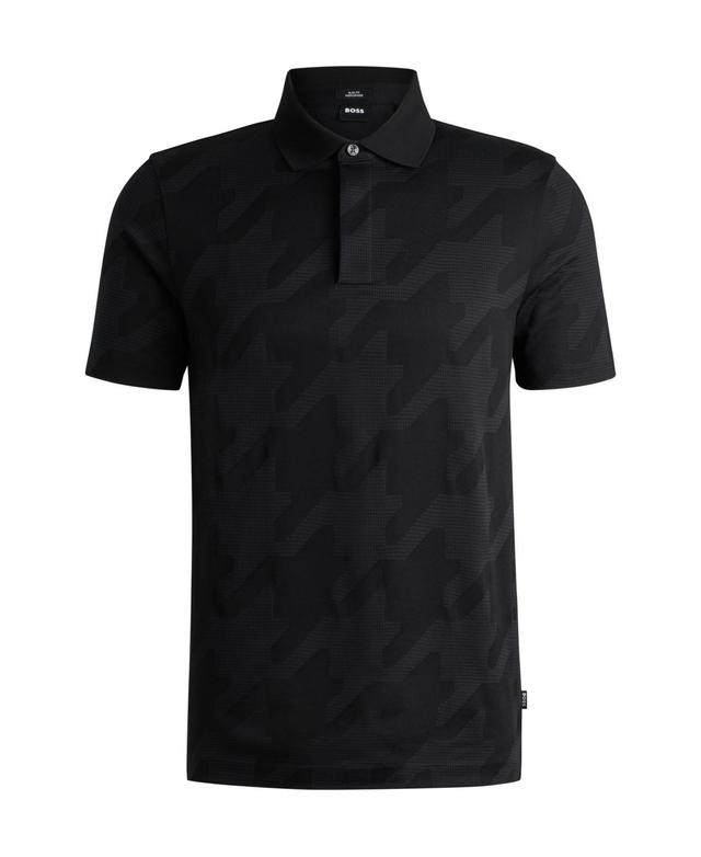 Boss by Hugo Boss Mens Houndstooth Jacquard Slim-Fit Polo Shirt Product Image