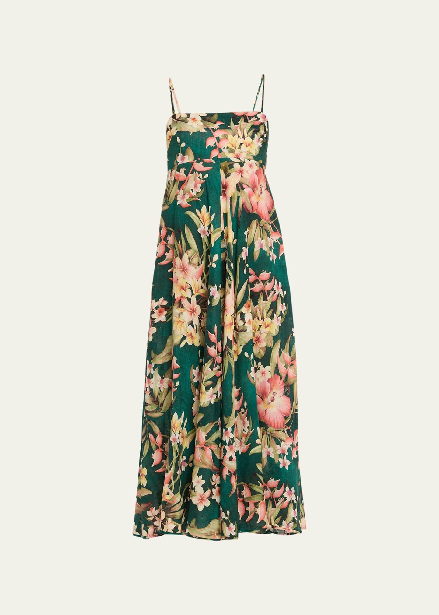 Zimmermann Lexi Tropical Floral Convertible Linen Midi Dress Product Image