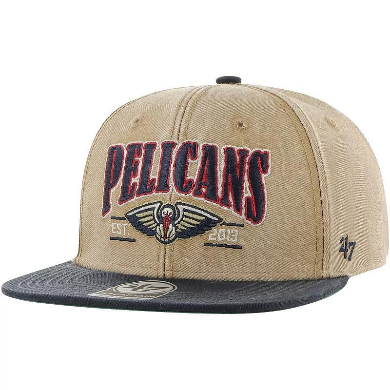 Mens 47 Khaki/Navy New Orleans Pelicans Chilmark Captain Snapback Hat Product Image