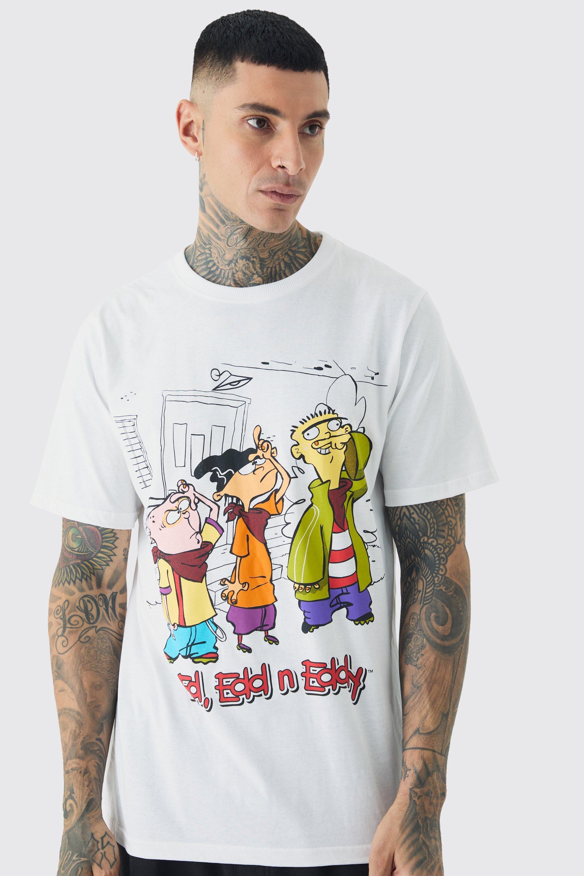 Tall Ed Edd n Eddy License Print T-shirt In White | boohooMAN USA Product Image