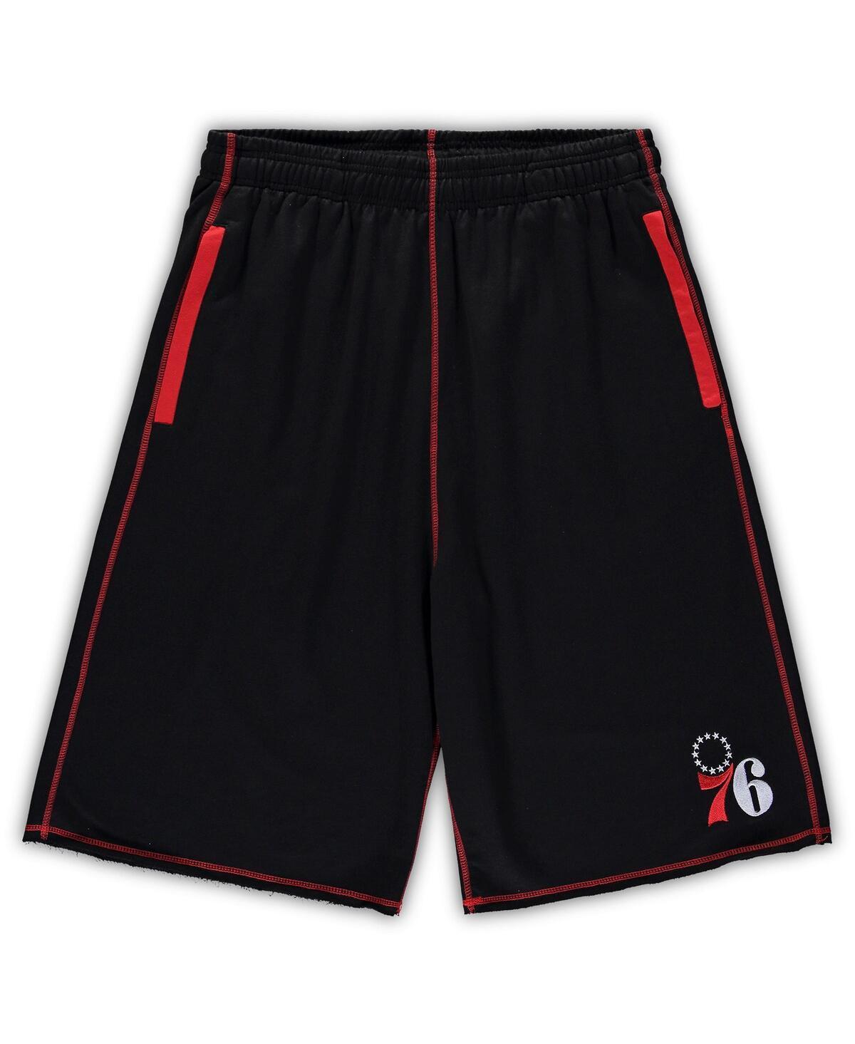 Mens Black Philadelphia 76ers Big and Tall Contrast Stitch Knit Shorts - Black Product Image