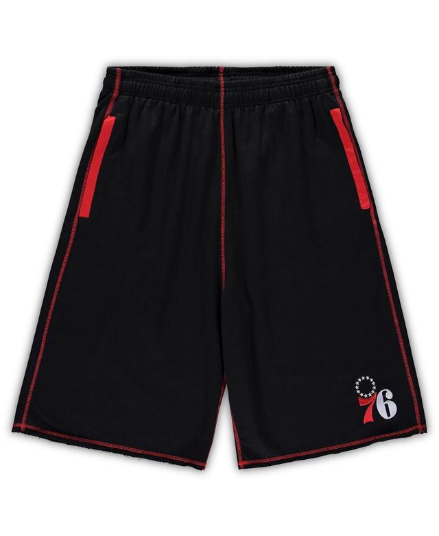 Mens Black Philadelphia 76ers Big and Tall Contrast Stitch Knit Shorts - Black Product Image