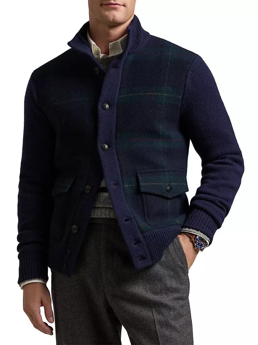 Mens Tartan Plaid Wool Cardigan Product Image